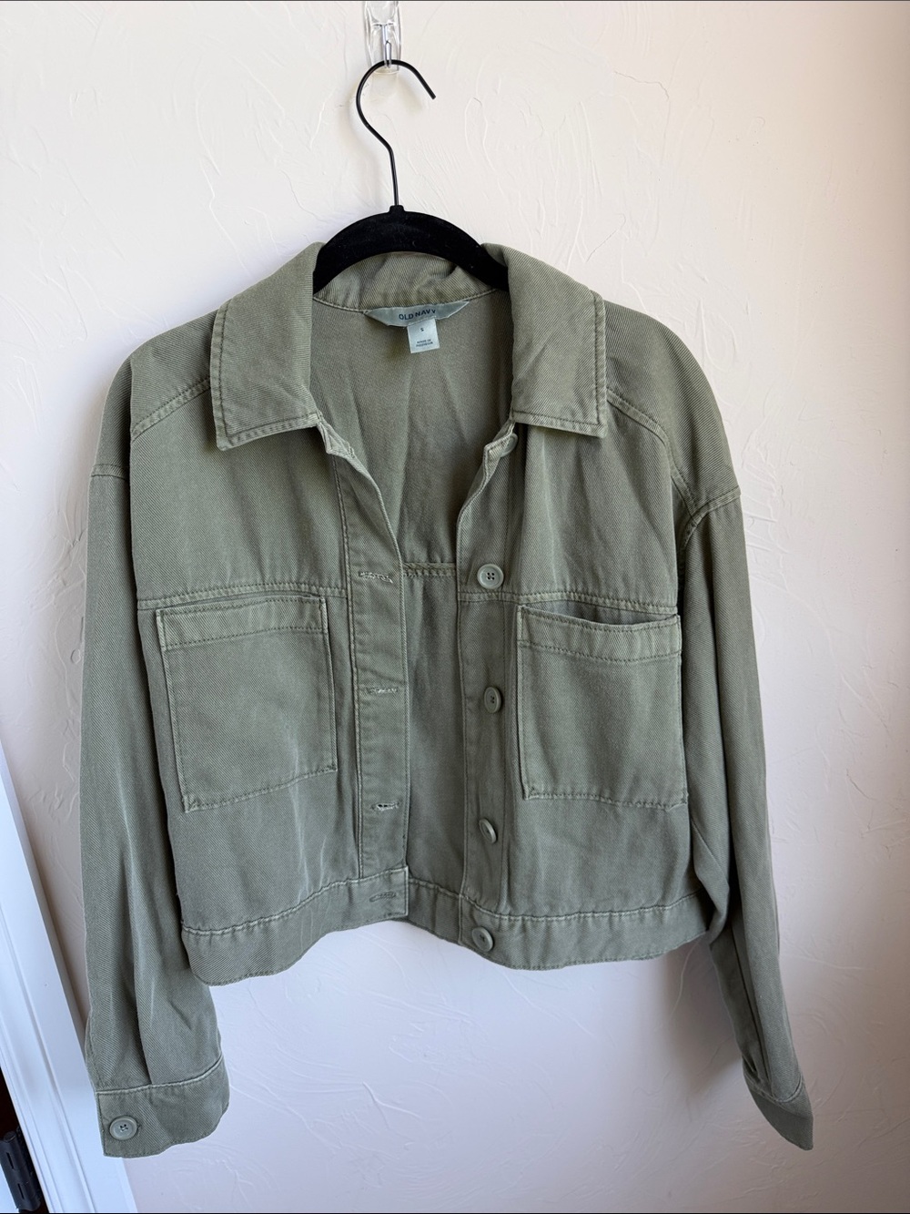 Old Navy Olive Green Cropped Utility Jacket
